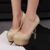 Scarpin Importado Dourado Crystal