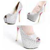 Peep Toe Importado Prata.