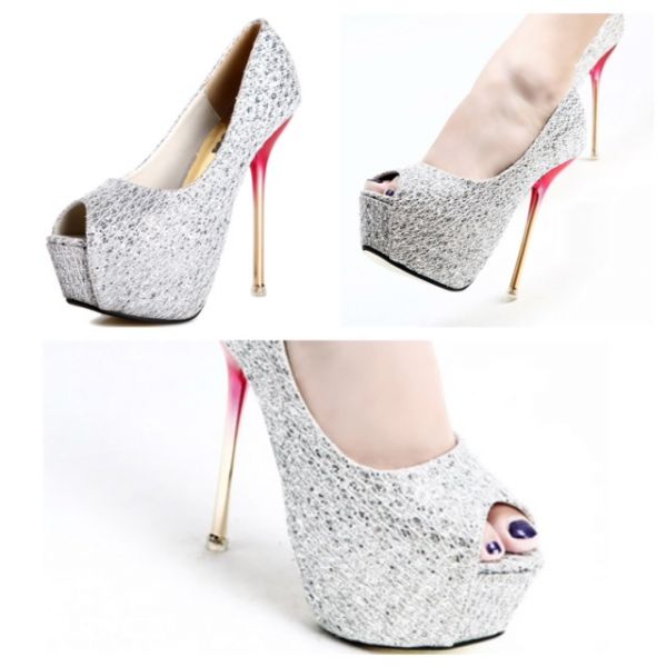 Peep Toe Importado Prata.